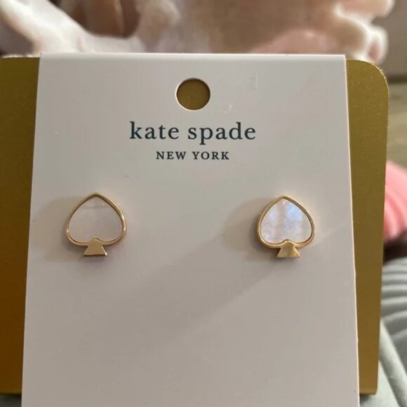 KATE SPADE Spade Studs Mother of Pearl Blush Gold NWT - Picture 6 of 6